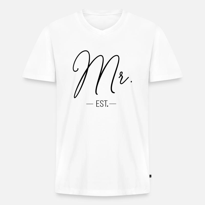 mr_est - Männer Premium Bio T-Shirt mit V-Ausschnitt - Weiß