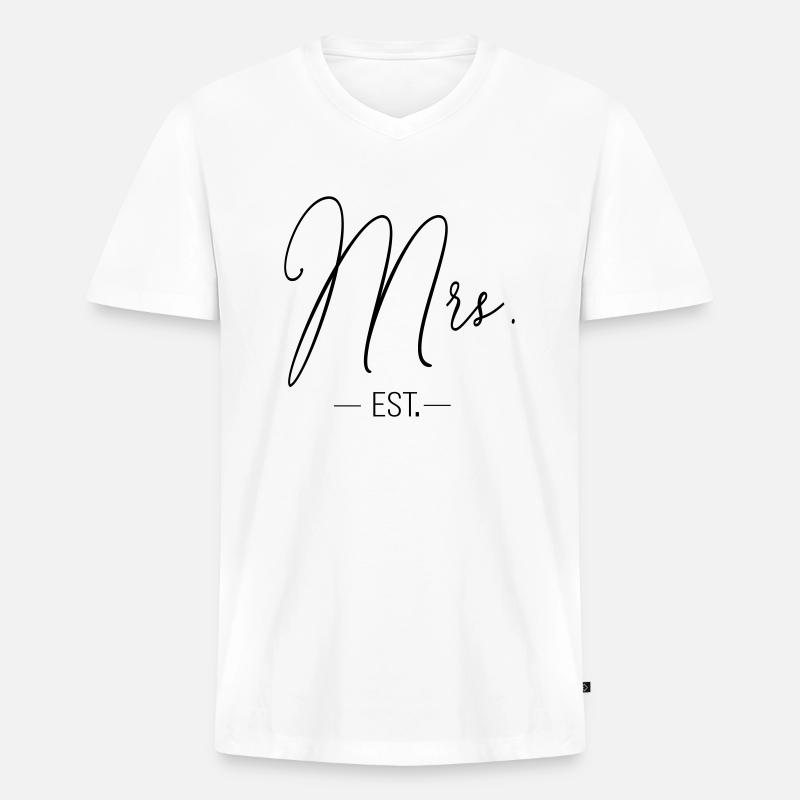 mrs_est - Männer Premium Bio T-Shirt mit V-Ausschnitt - Weiß