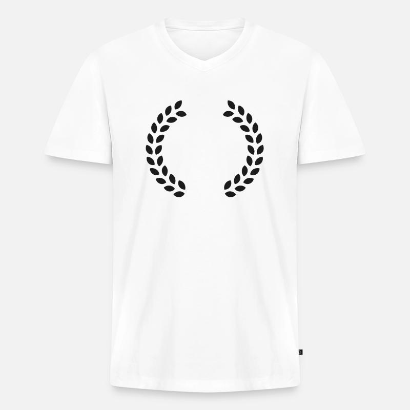 Krans Krone Schwarz Selbstgestaltung - Männer Premium Bio T-Shirt mit V-Ausschnitt - Weiß