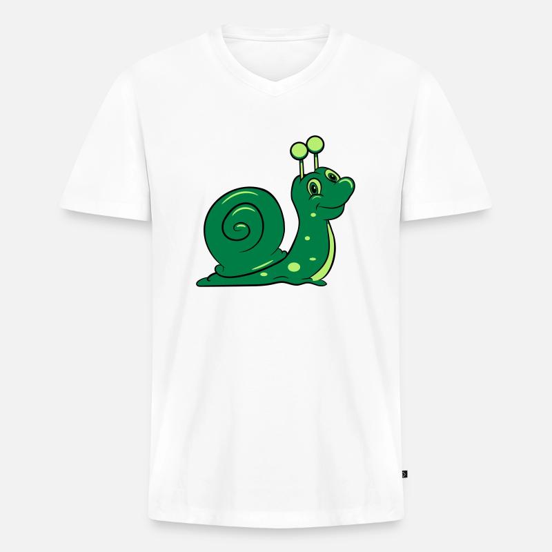 Schnecke lustig Kinder - Männer Premium Bio T-Shirt mit V-Ausschnitt - Weiß