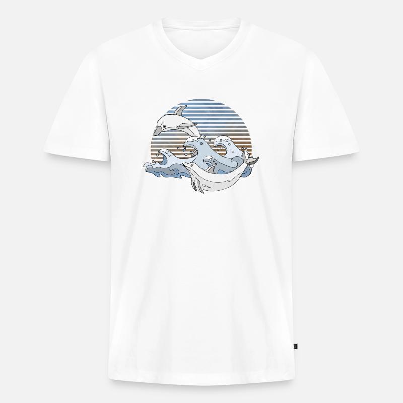 Delphine - Männer Premium Bio T-Shirt mit V-Ausschnitt - Weiß