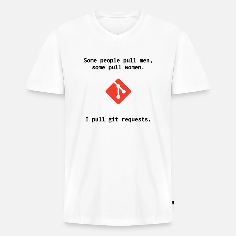 Git Witz - Pull Requests - Männer Premium Bio T-Shirt mit V-Ausschnitt - Weiß