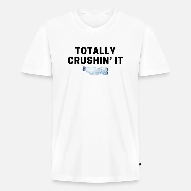 total zerknirscht es - Männer Premium Bio T-Shirt mit V-Ausschnitt - Weiß