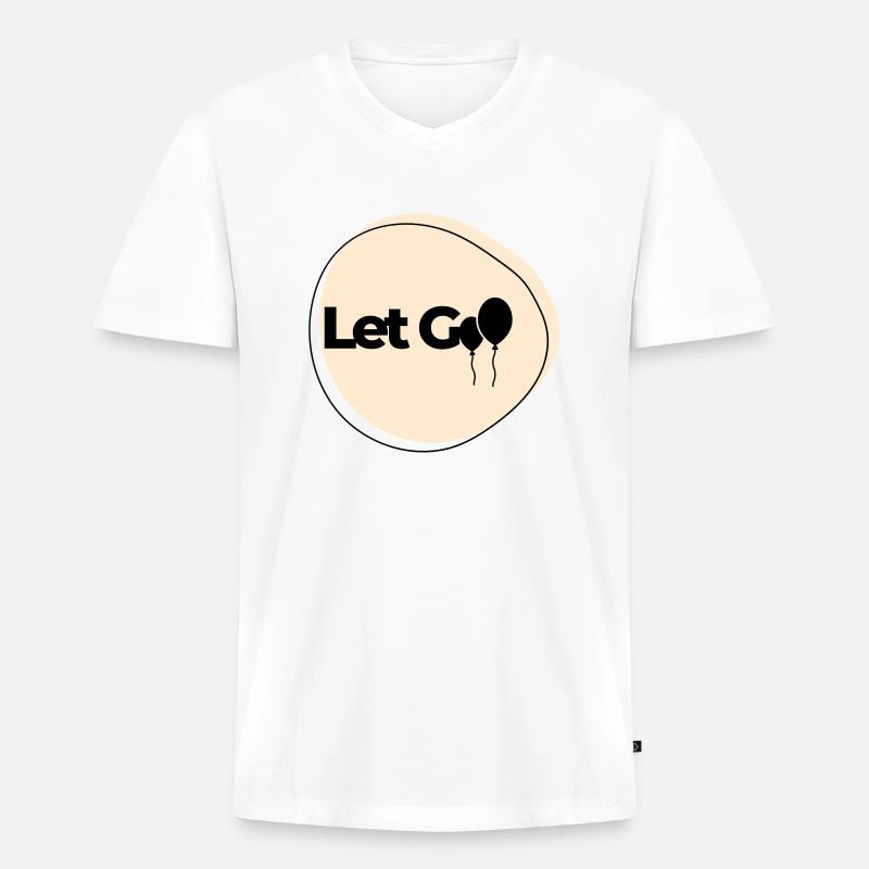 Loslassen - Männer Premium Bio T-Shirt mit V-Ausschnitt - Weiß