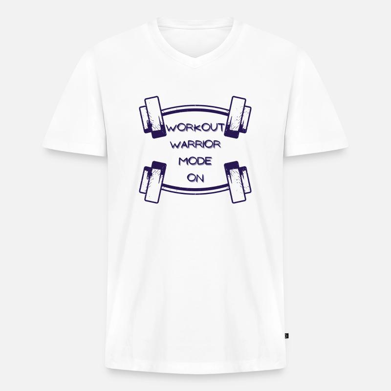 Workout-Krieger-Modus ein - 1 - Männer Premium Bio T-Shirt mit V-Ausschnitt - Weiß