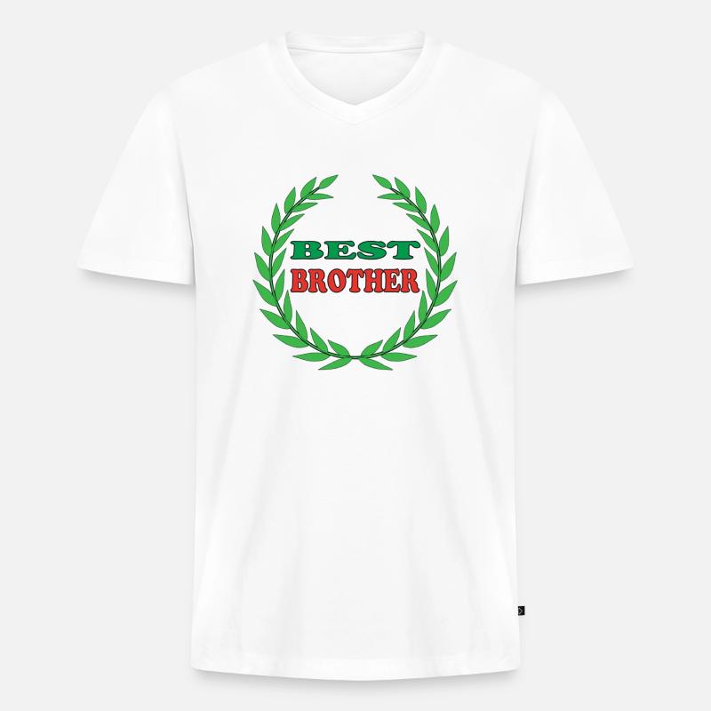 BESTER BRUDER - Männer Premium Bio T-Shirt mit V-Ausschnitt - Weiß