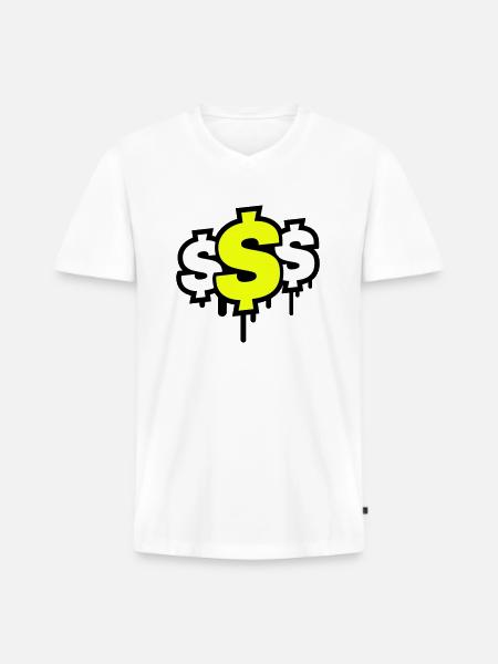 Dollar Symbol - Men's Premium Organic T-shirt with V-neck - white