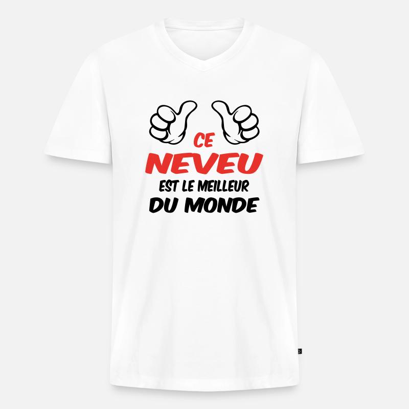 BESTER NEFFE - Männer Premium Bio T-Shirt mit V-Ausschnitt - Weiß