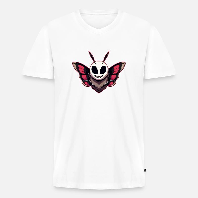 Böse Motte - Mothman Cryptid - Männer Premium Bio T-Shirt mit V-Ausschnitt - Weiß