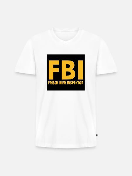 FBI - Männer Premium Bio T-Shirt mit V-Ausschnitt - Weiß