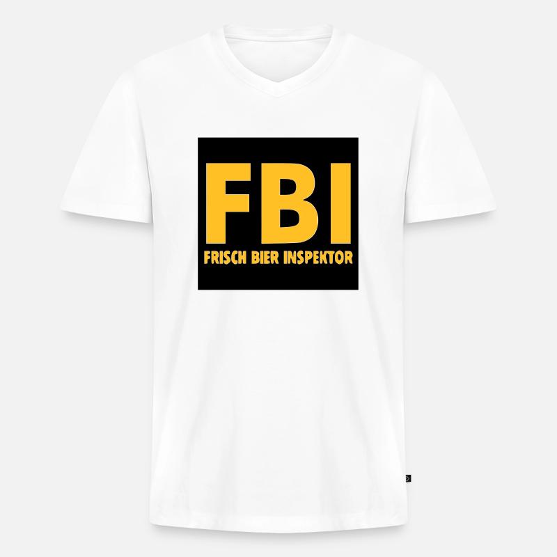 FBI - Männer Premium Bio T-Shirt mit V-Ausschnitt - Weiß