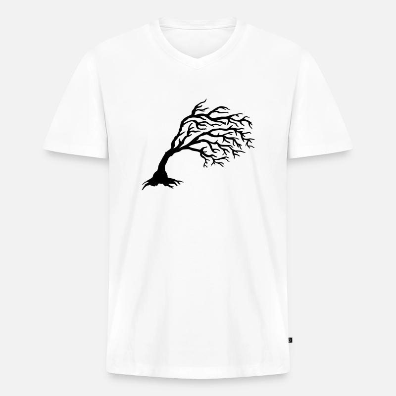 Tree - Männer Premium Bio T-Shirt mit V-Ausschnitt - Weiß