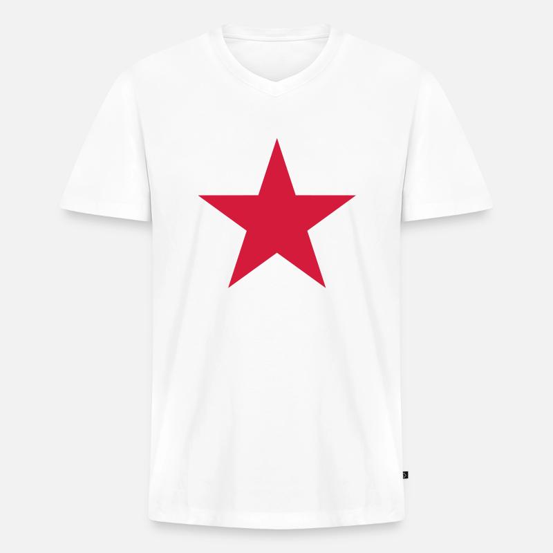 Stern - Männer Premium Bio T-Shirt mit V-Ausschnitt - Weiß