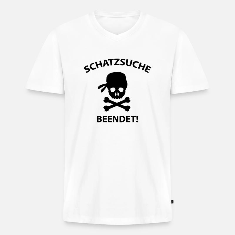 schatzsuche beendet - Männer Premium Bio T-Shirt mit V-Ausschnitt - Weiß