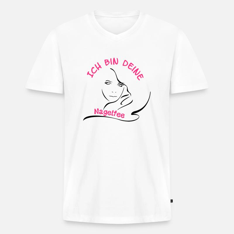 Ich bin deine Nagelfee - Männer Premium Bio T-Shirt mit V-Ausschnitt - Weiß