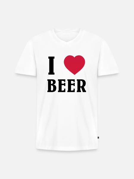 I Love Beer - Men's Premium Organic T-shirt with V-neck - white