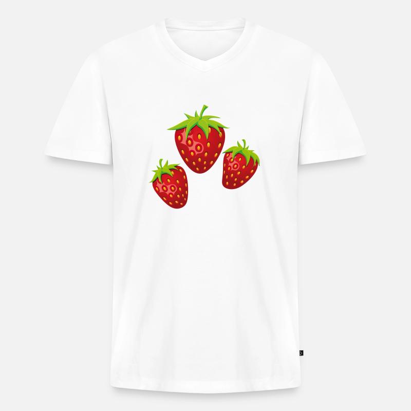 3fraises - Männer Premium Bio T-Shirt mit V-Ausschnitt - Weiß