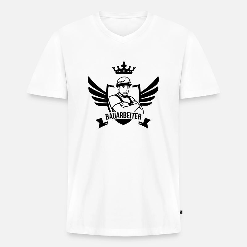 Bauarbeiter - Männer Premium Bio T-Shirt mit V-Ausschnitt - Weiß