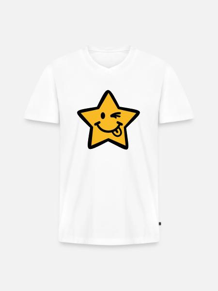 Star - Men's Premium Organic T-shirt with V-neck - white