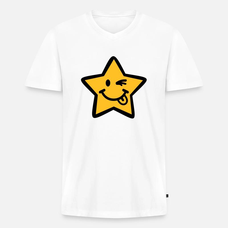 Stern - Männer Premium Bio T-Shirt mit V-Ausschnitt - Weiß