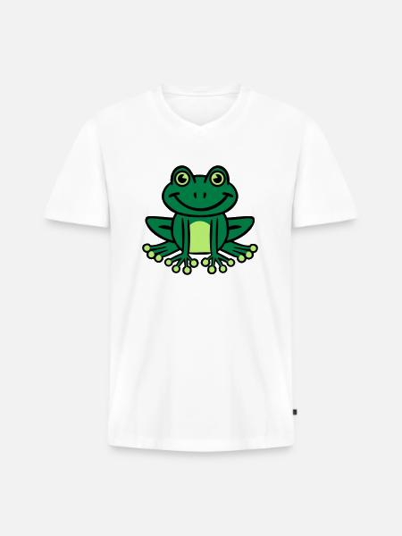 Frog - Men's Premium Organic T-shirt with V-neck - white