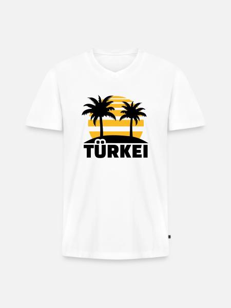 Türkei - Männer Premium Bio T-Shirt mit V-Ausschnitt - Weiß