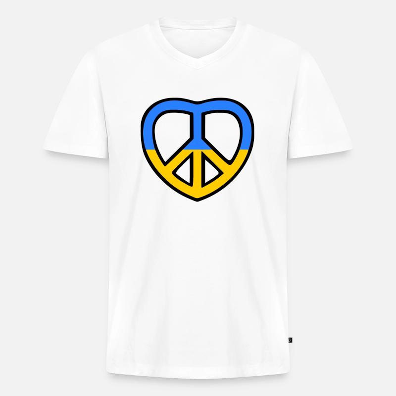 Ukraine - Männer Premium Bio T-Shirt mit V-Ausschnitt - Weiß