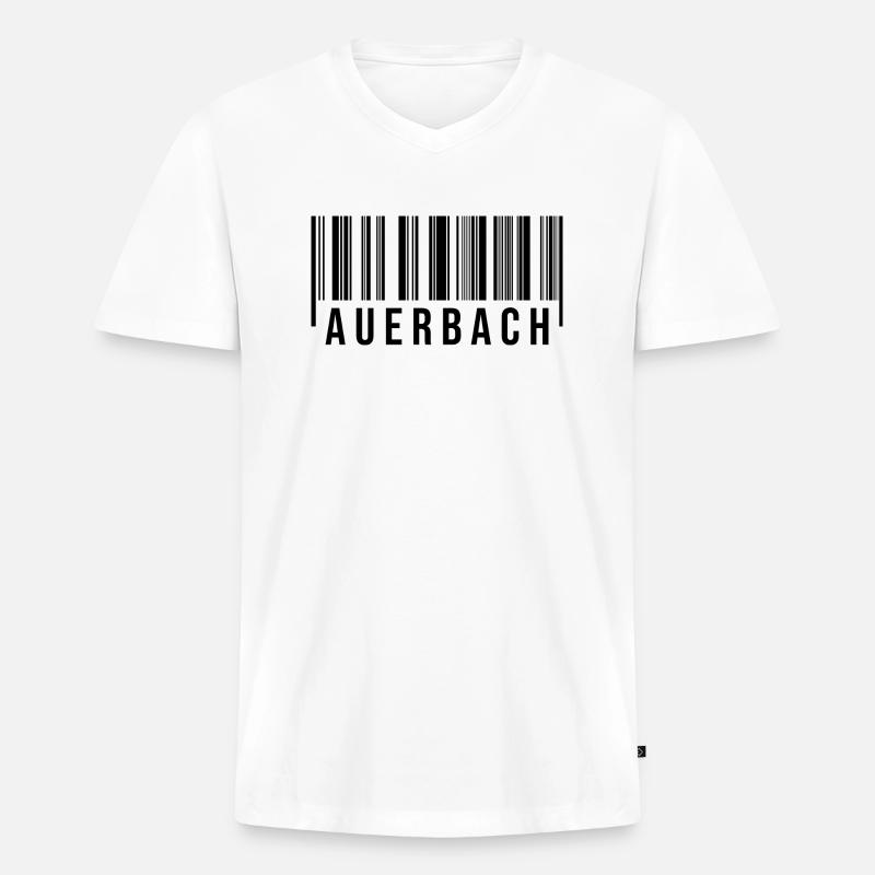 Erzgebirge Strichcode Auerbach - Männer Premium Bio T-Shirt mit V-Ausschnitt - Weiß