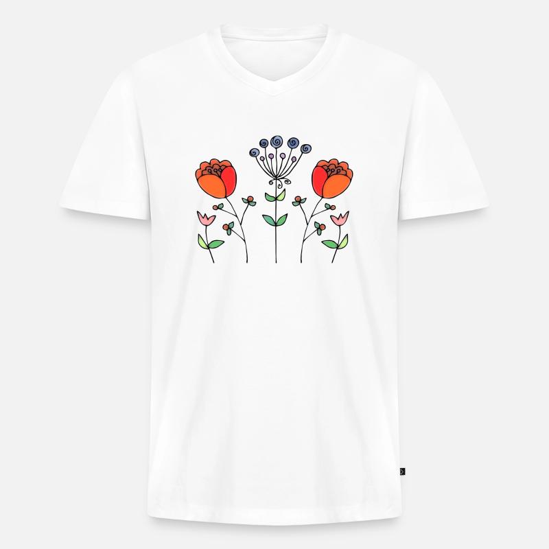 Blumen - Männer Premium Bio T-Shirt mit V-Ausschnitt - Weiß