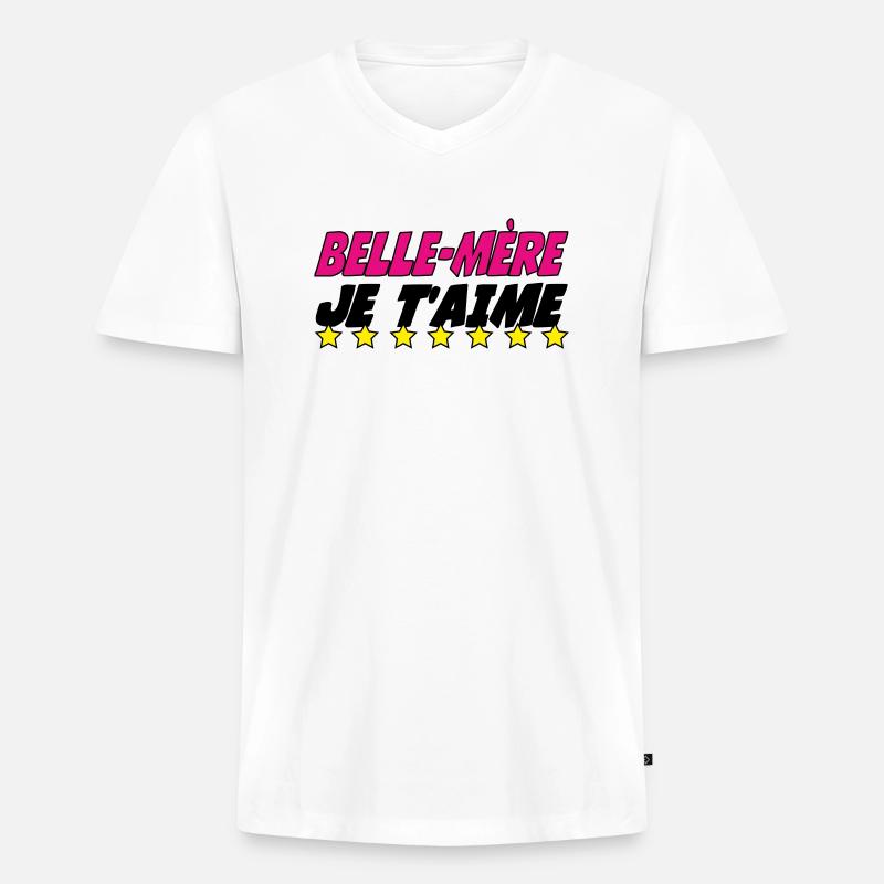 Stiefmutter, ich liebe dich - Männer Premium Bio T-Shirt mit V-Ausschnitt - Weiß