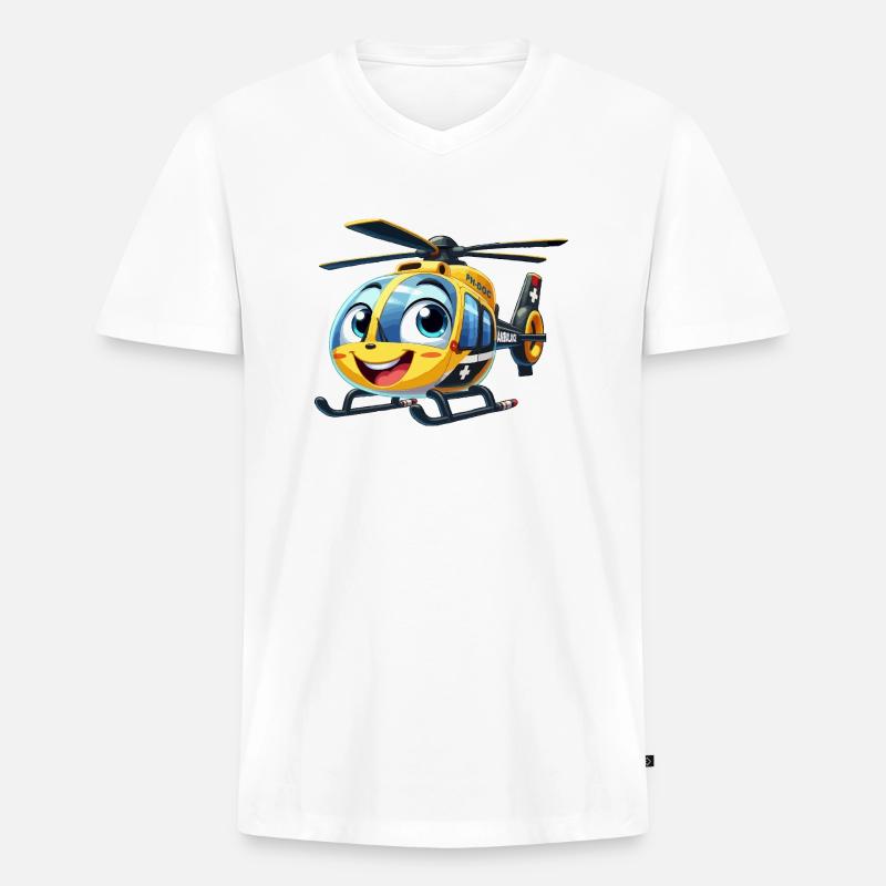 Trauma-Hubschrauber Junior - Männer Premium Bio T-Shirt mit V-Ausschnitt - Weiß