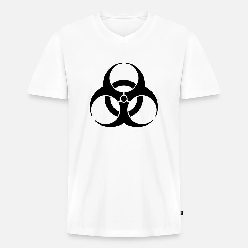 Biohazard - Männer Premium Bio T-Shirt mit V-Ausschnitt - Weiß