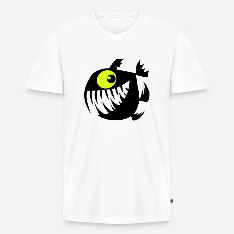 Frohe Perry - Männer Premium Bio T-Shirt mit V-Ausschnitt - Weiß