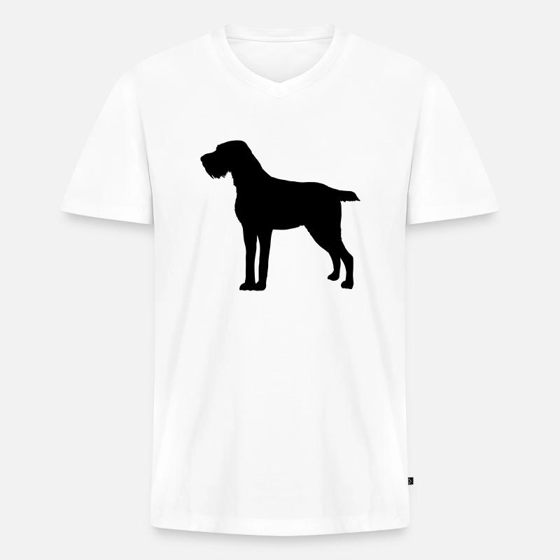 Deutsch Drahthaar - Männer Premium Bio T-Shirt mit V-Ausschnitt - Weiß