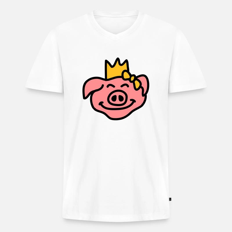 Pricess Pig Head - Männer Premium Bio T-Shirt mit V-Ausschnitt - Weiß