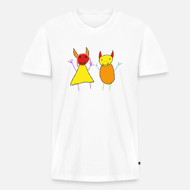 Teufel Paar - Devil Bunt - Monster - Männer Premium Bio T-Shirt mit V-Ausschnitt - Weiß