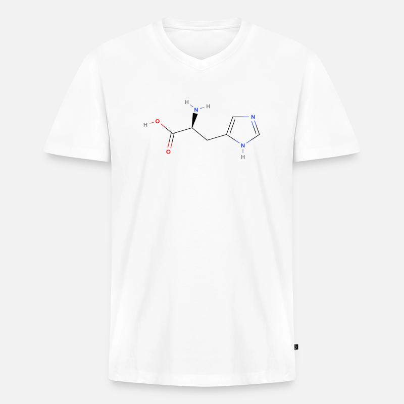 Histidin Molekül - Farbige Strukturformel - Männer Premium Bio T-Shirt mit V-Ausschnitt - Weiß