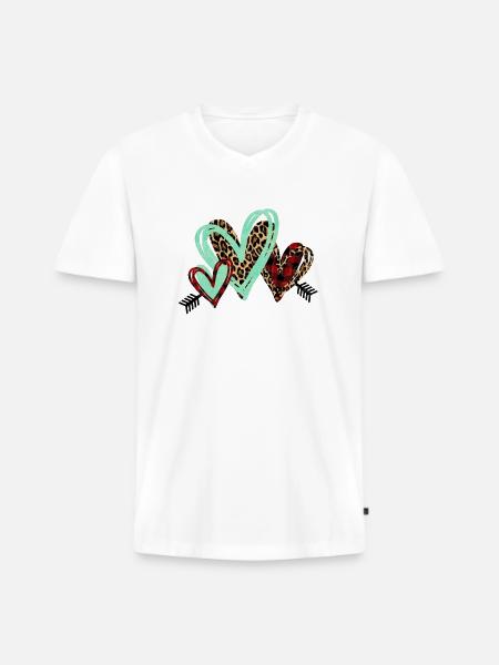 IMPRESSION D’ANIMAL DE COEUR - T-shirt encolure en V Premium bio Homme - blanc