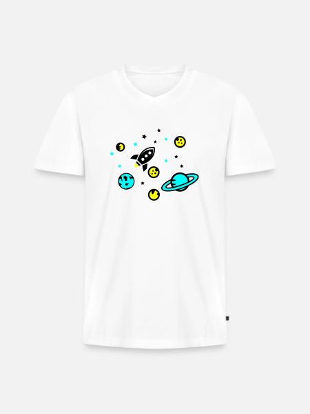Universe - Men's Premium Organic T-shirt with V-neck - white