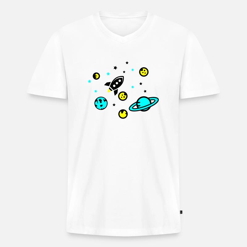 Universe - Männer Premium Bio T-Shirt mit V-Ausschnitt - Weiß