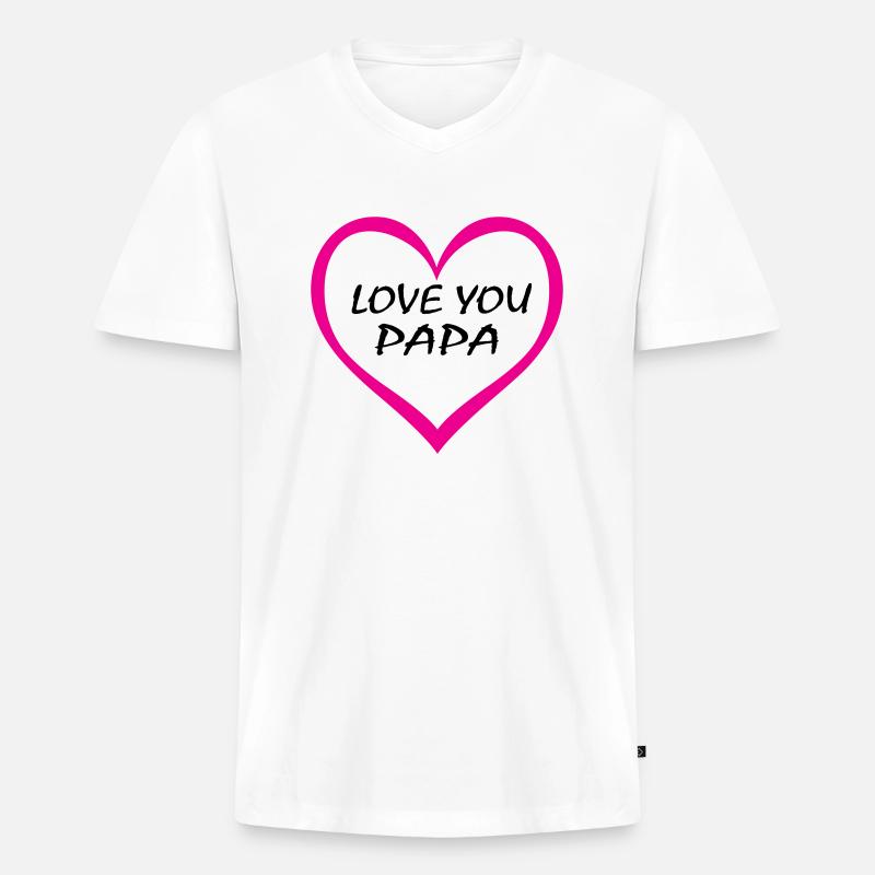 Ich liebe dich, Papa - Männer Premium Bio T-Shirt mit V-Ausschnitt - Weiß
