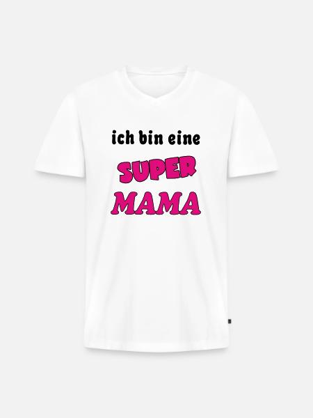 Ich bin eine Super MAMA - Men's Premium Organic T-shirt with V-neck - white