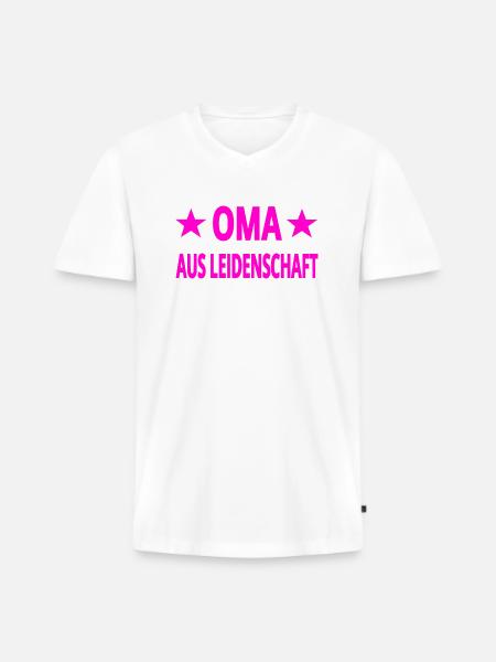 Oma - Männer Premium Bio T-Shirt mit V-Ausschnitt - Weiß