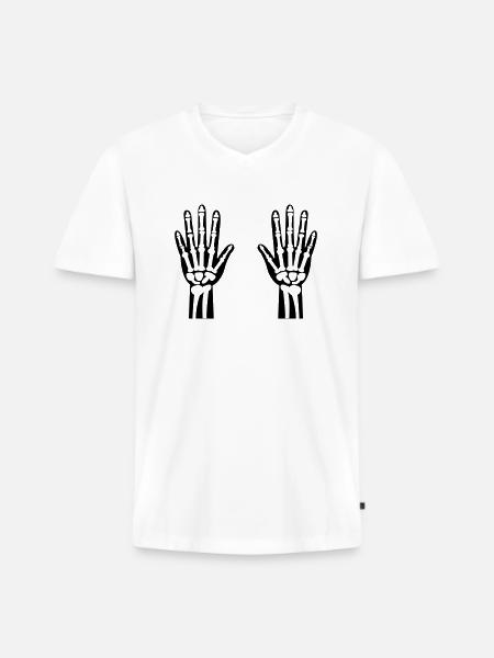 Skeleton Hands 01 - Men's Premium Organic T-shirt with V-neck - white
