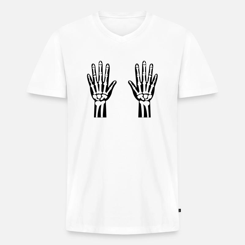 skelett hände 01 - Männer Premium Bio T-Shirt mit V-Ausschnitt - Weiß