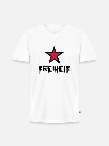 Freiheit - Männer Premium Bio T-Shirt mit V-Ausschnitt - Weiß