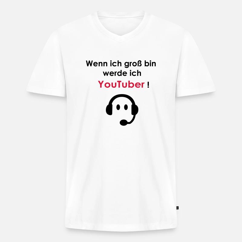 Onlinestar - Männer Premium Bio T-Shirt mit V-Ausschnitt - Weiß