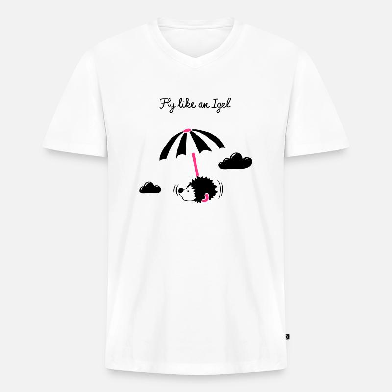 Fly like an Igel - Männer Premium Bio T-Shirt mit V-Ausschnitt - Weiß