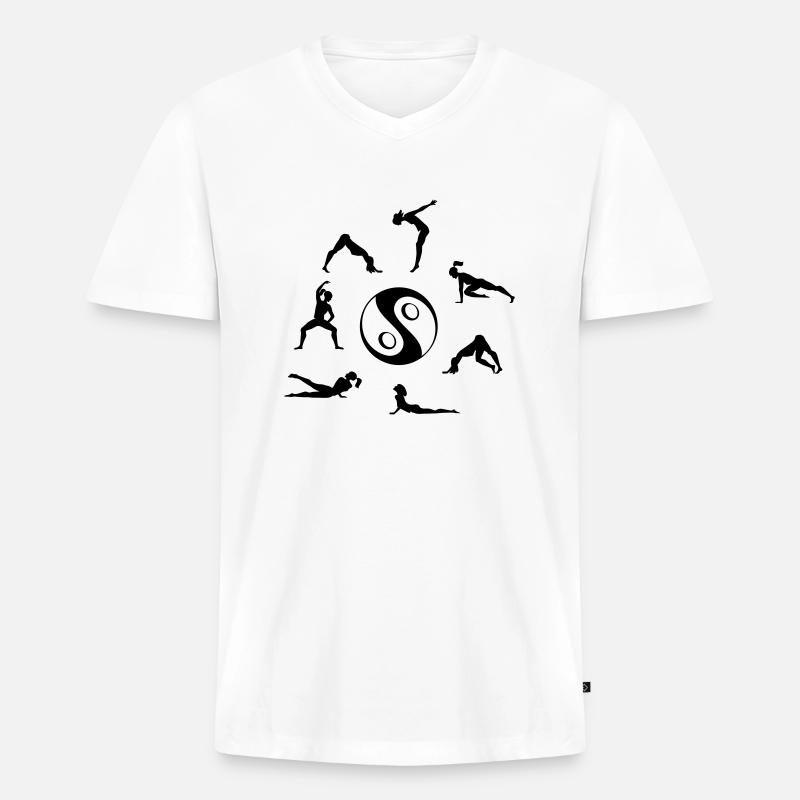 Deepwork - Männer Premium Bio T-Shirt mit V-Ausschnitt - Weiß