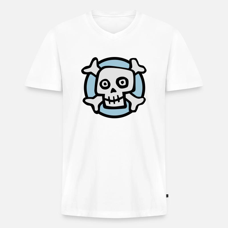 comic_skull_072011_b_3c - Männer Premium Bio T-Shirt mit V-Ausschnitt - Weiß